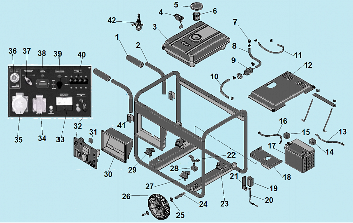 2 БАК - АККУМУЛЯТОР ГЕНЕРАТОР CHAMPION DG6501E-3